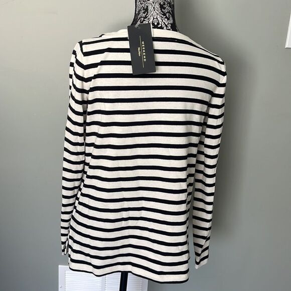 Weekend Max Mara Cotton white/black long-sleeve NEW - Picture 2 of 5